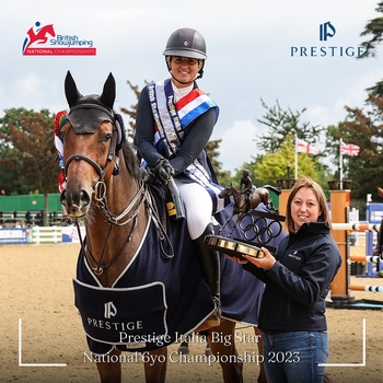 Nicole Pavitt lands the Prestige Italia Big Star National 6-year-old Championship with Cornet of Follyfoot